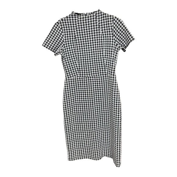 Ann Taylor Dresses & Skirts - Ann Taylor Black & White Gingham Sheath Dress with Raglan Sleeves Back Zip Size